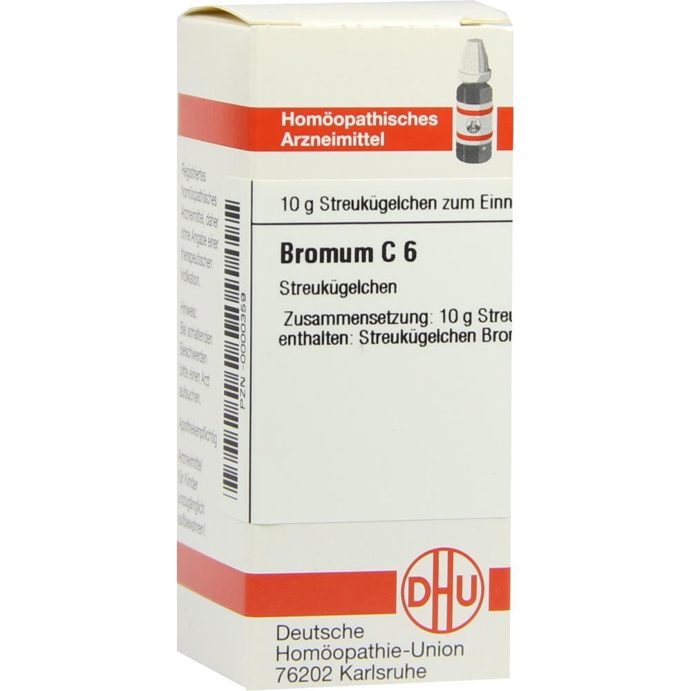 Eine Packung homöopathischer Streukügelchen namens Bromum C6.
