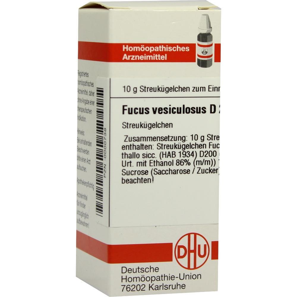 Weiße Verpackung mit homöopathischem Mittel "Fucus vesiculosus D4".