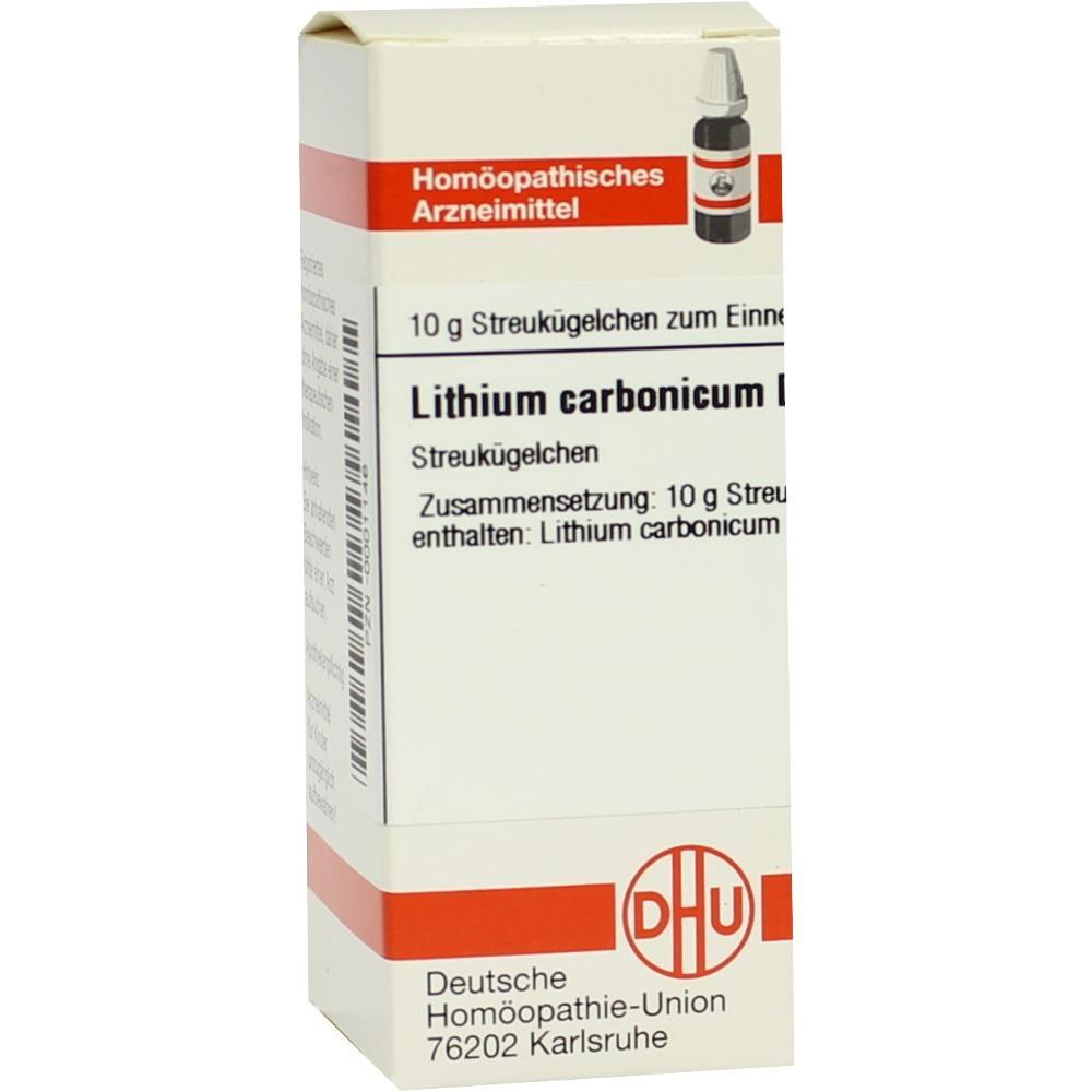 Eine Packung homöopathisches Arzneimittel mit der Aufschrift "Lithium carbonicum".