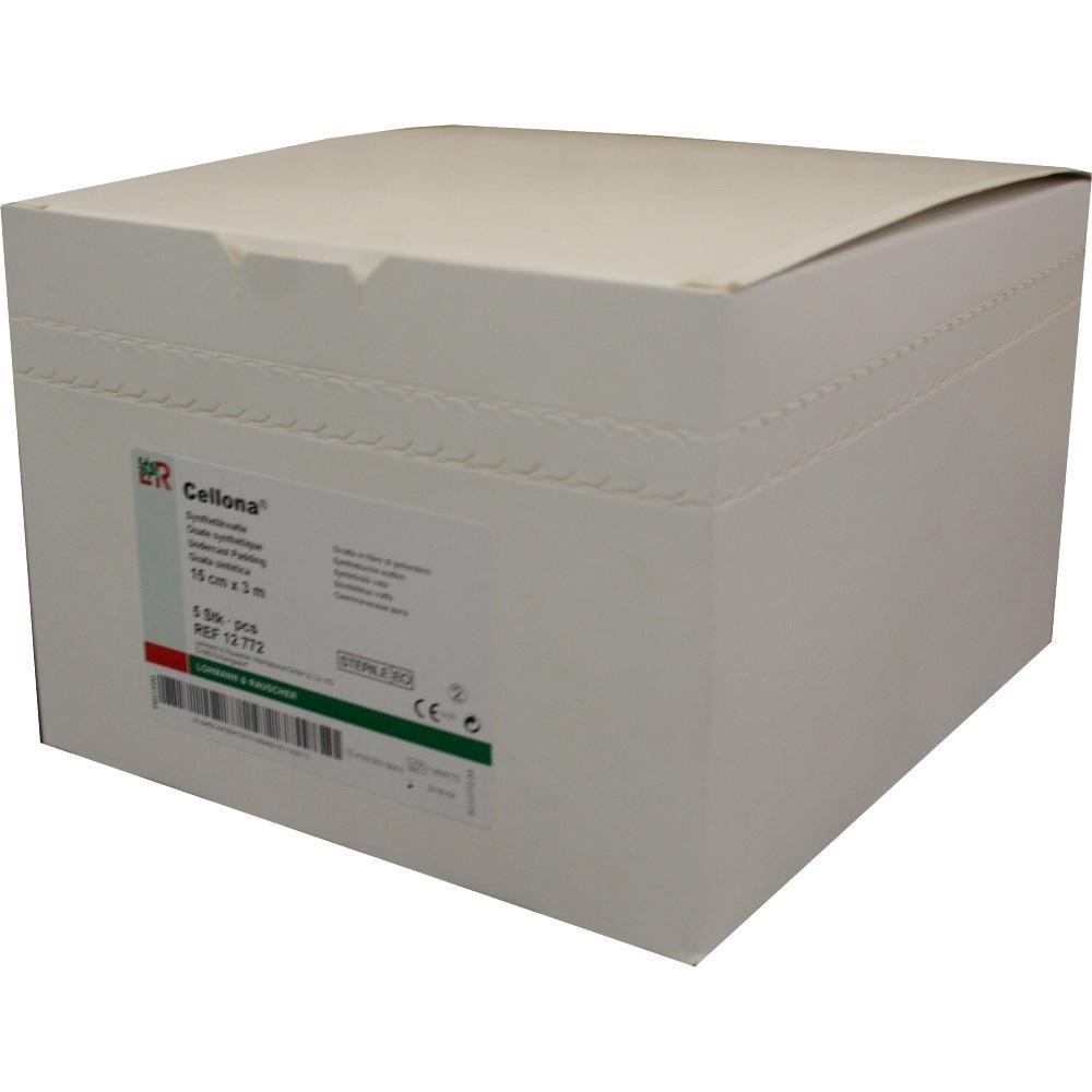 Ein weißer Karton mit einem Etikett vorne.