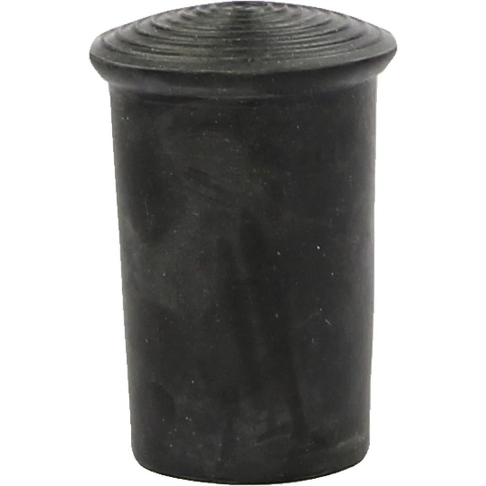 Schwarzer, zylinderf&ouml;rmiger Gummistopfen mit geriffelter Oberseite.