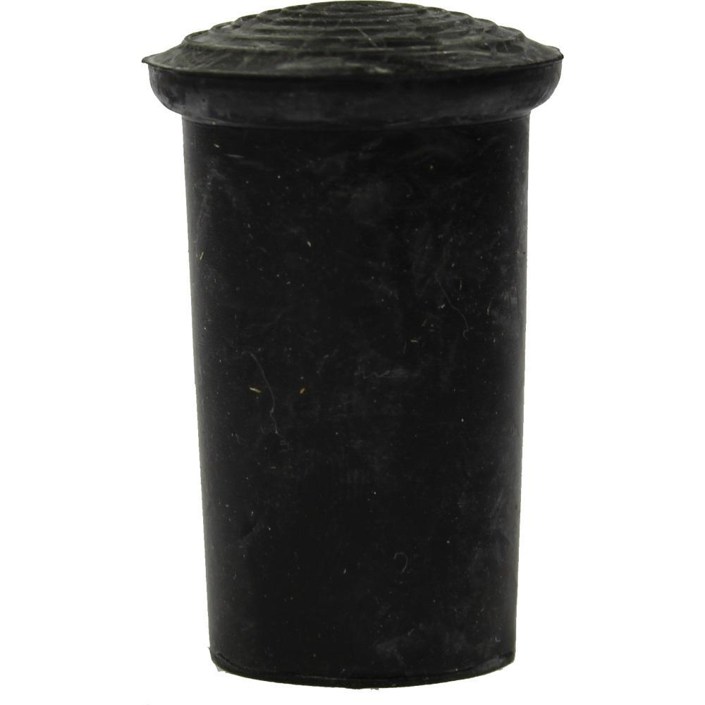 Schwarzer, zylindrischer Gummistopfen mit runder Kappe.