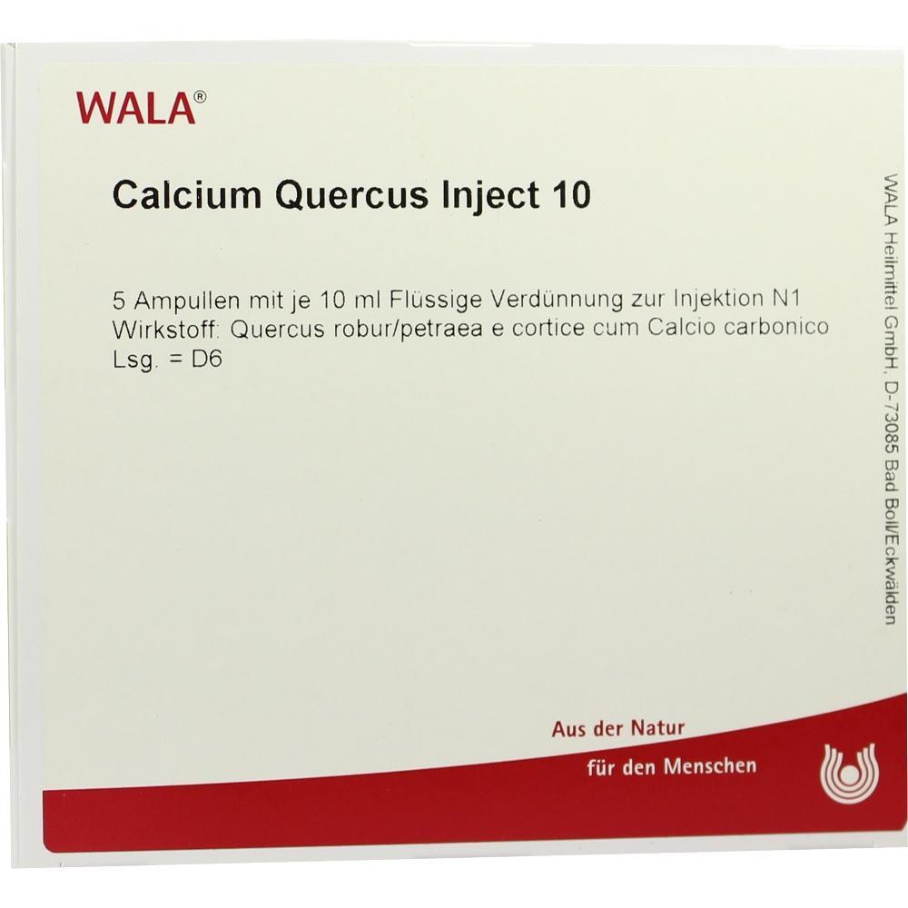 Packung mit 5 Ampullen "Calcium Quercus Inject 10" f&uuml;r Injektionen.