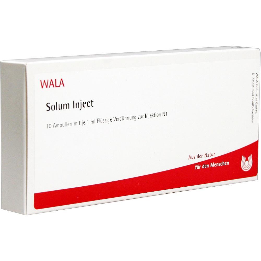 Wei&szlig;e Medikamentenverpackung mit rotem Streifen und der Aufschrift "Solum Inject".