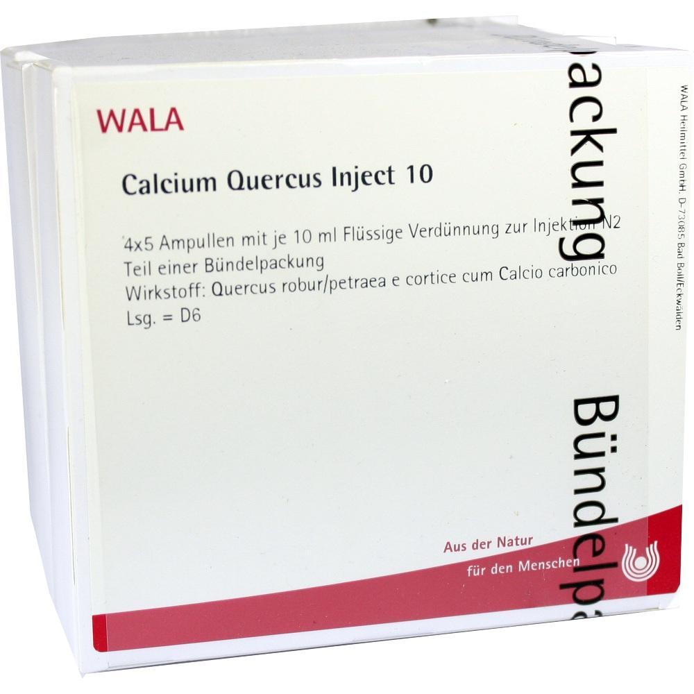 Eine wei&szlig;e Verpackung mit der Aufschrift "Calcium Quercus Inject 10".