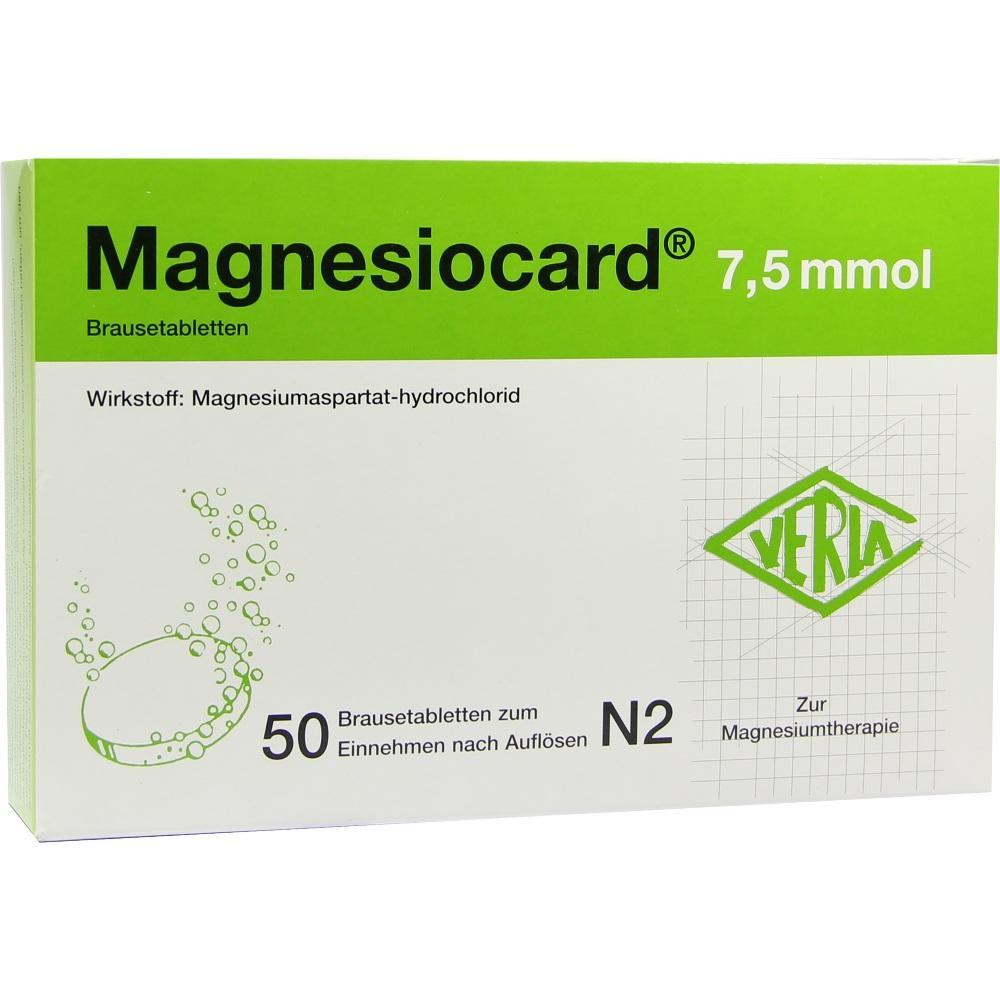 Gr&uuml;ne Verpackung von Magnesiocard Brausetabletten mit 50 Tabletten.