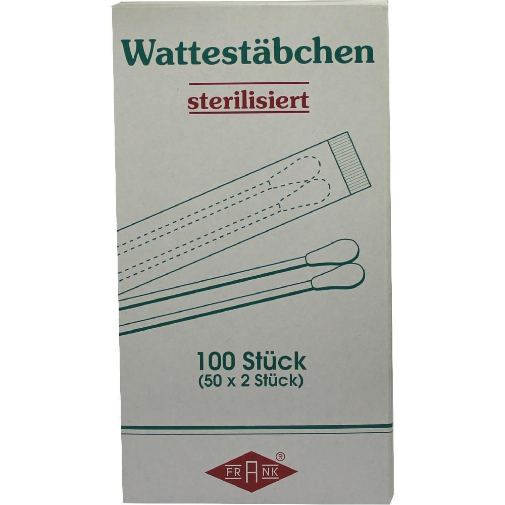 Verpackung mit 100 sterilen Wattest&auml;bchen.