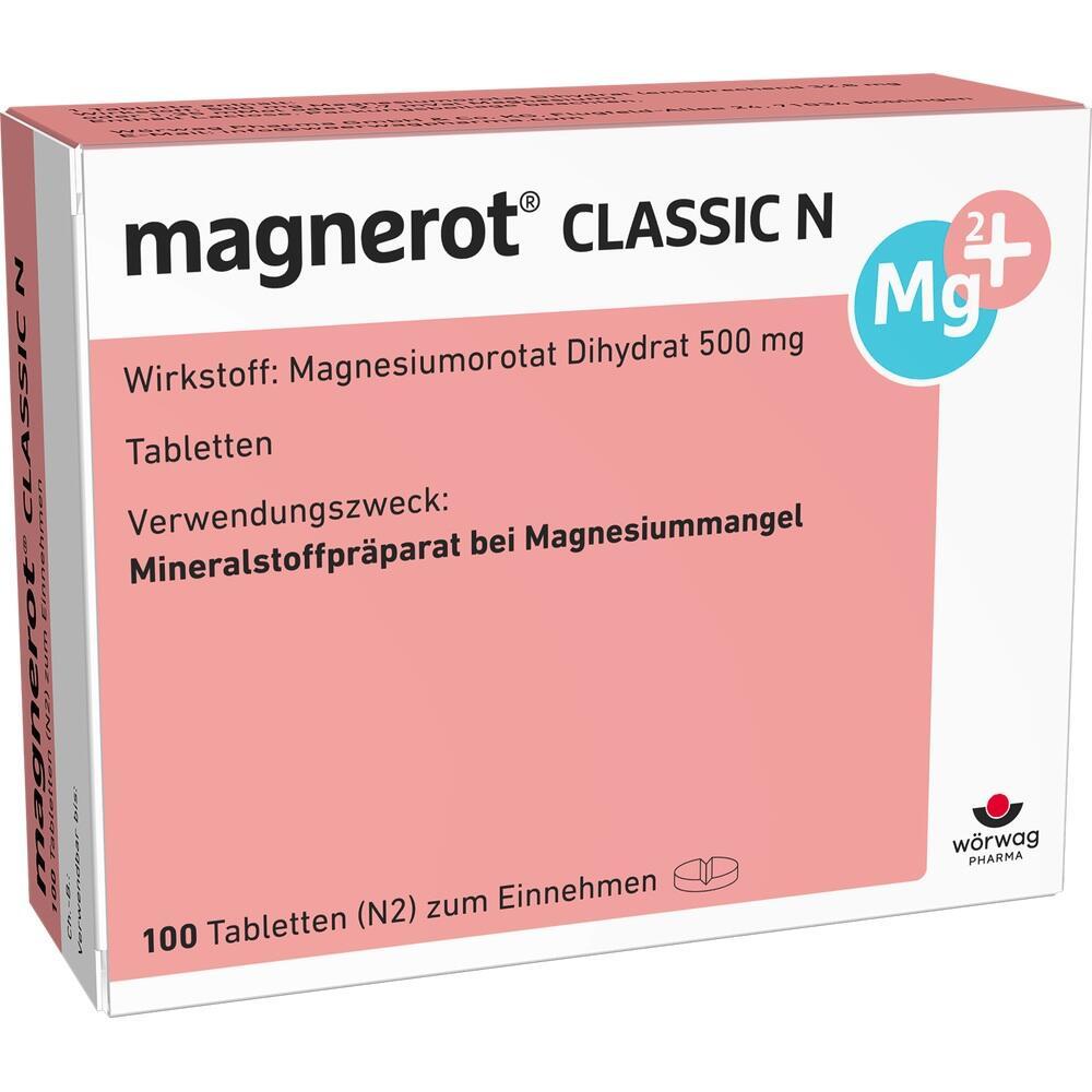 Eine rosa Medikamentenverpackung für Magnesiumtabletten gegen Magnesiummangel.