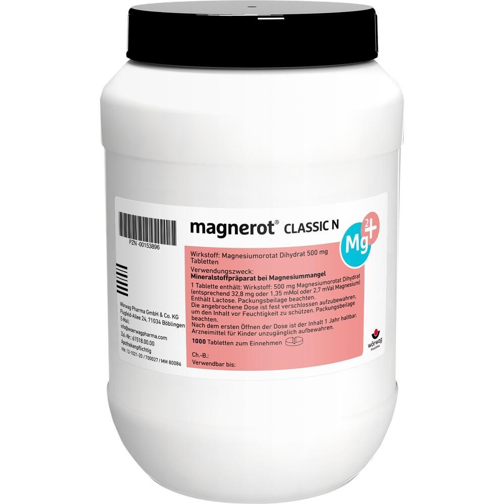 Große weiße Dose mit der Aufschrift "magnerot Classic N".