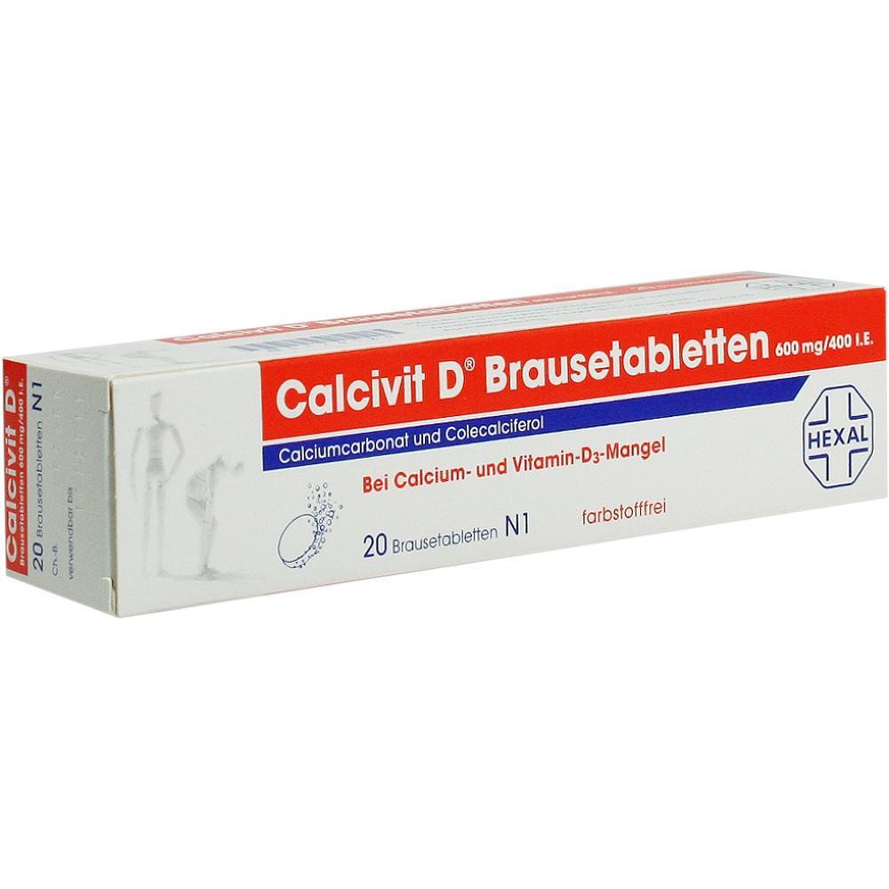 Eine Packung mit Calcitvit D Brausetabletten zur Unterst&uuml;tzung bei Calcium- und Vitamin-D-Mangel.