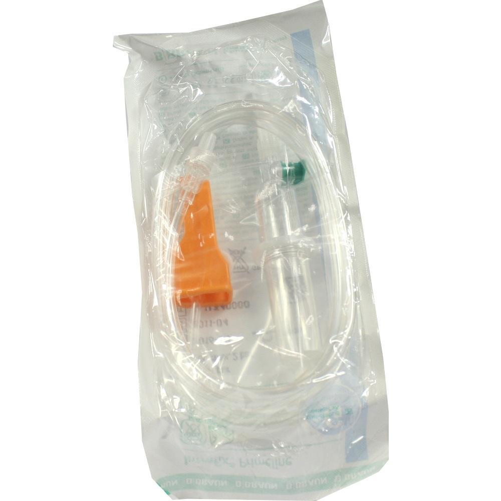 Ein steriles Infusionsset in transparenter Verpackung.