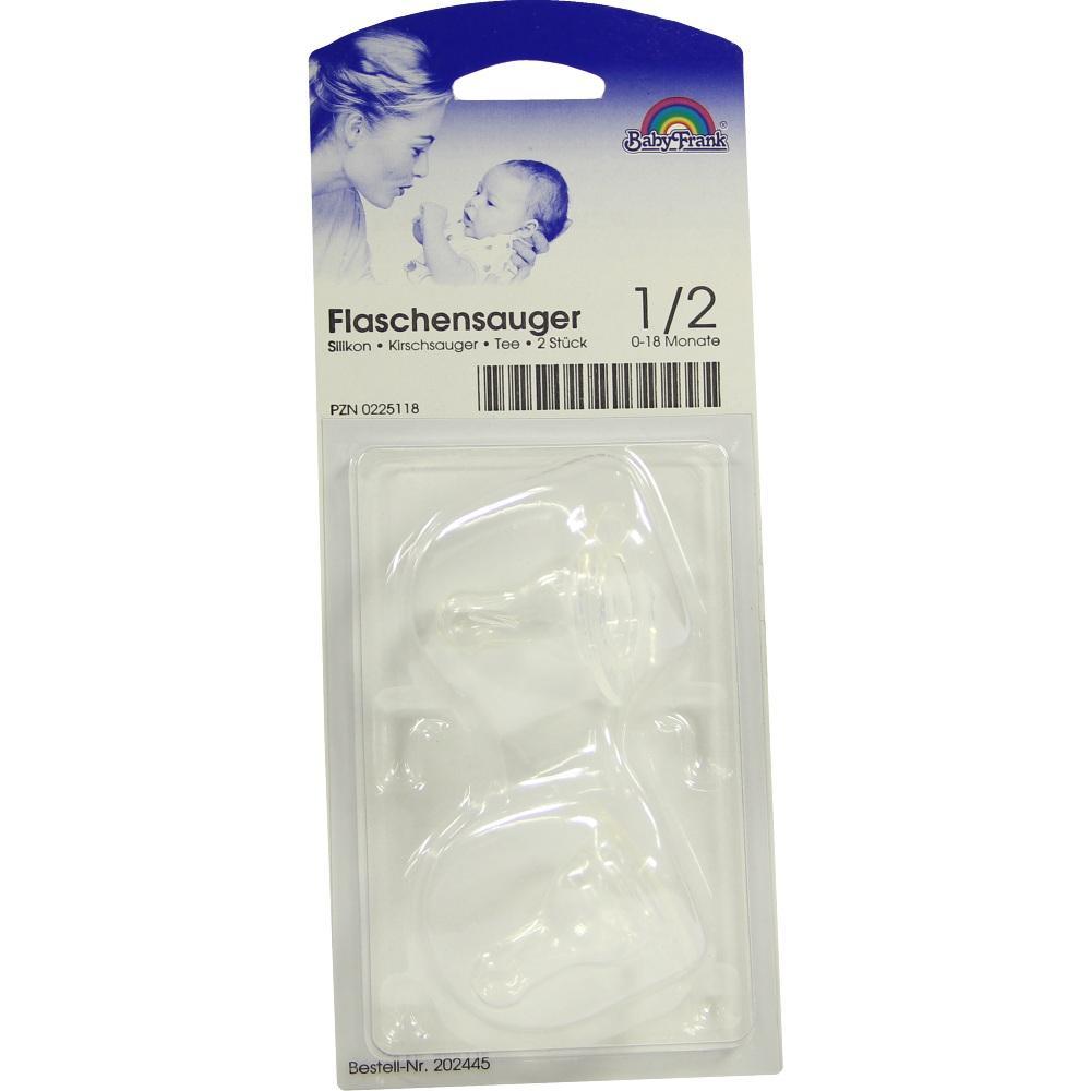 Verpackung mit zwei transparenten Flaschensaugern f&uuml;r Babys.