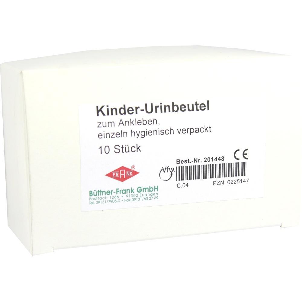 Eine wei&szlig;e Schachtel mit Kinder-Urinbeuteln zum Ankleben, 10 St&uuml;ck.