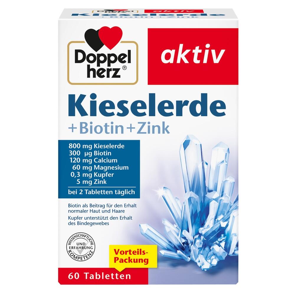 Verpackung f&uuml;r Kieselerde-Tabletten mit Biotin und Zink, von Doppelherz.