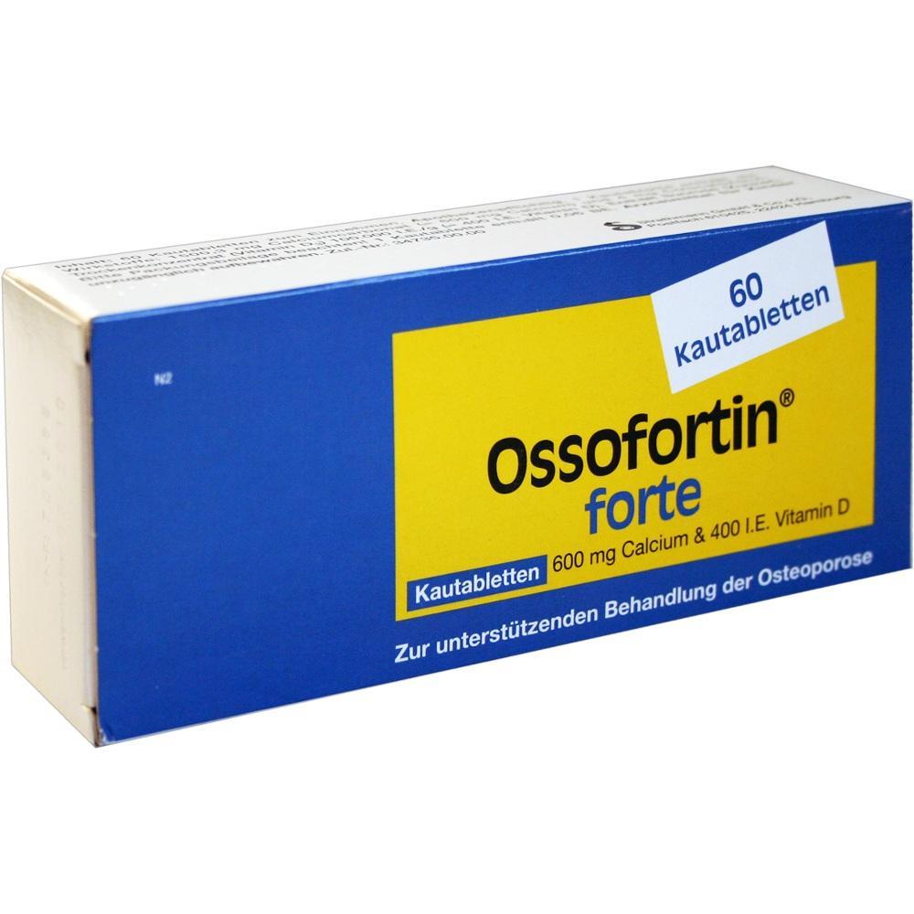 Die Packung enthält Kautabletten mit Calcium und Vitamin D für Osteoporose.