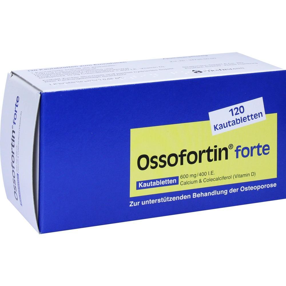 Schachtel mit 120 Kautabletten zur Unterstützung bei Osteoporose.