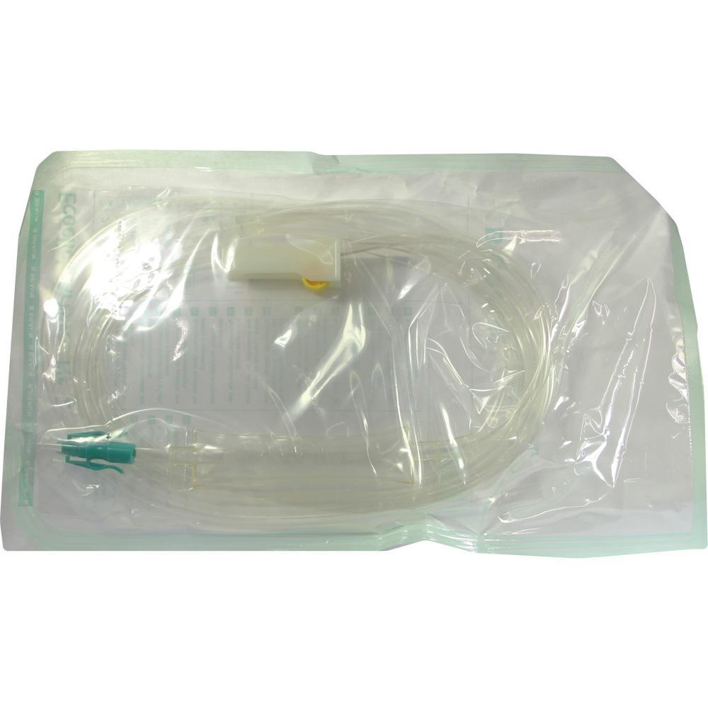 Ein Infusionsset in einer durchsichtigen Plastikh&uuml;lle.