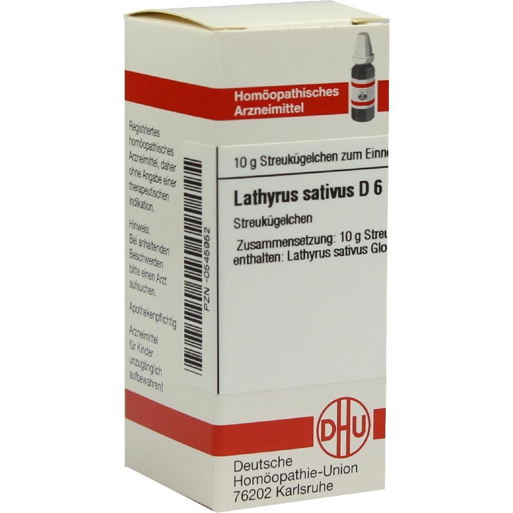 Schachtel eines homöopathischen Arzneimittels mit der Aufschrift "Lathyrus sativus D 6".