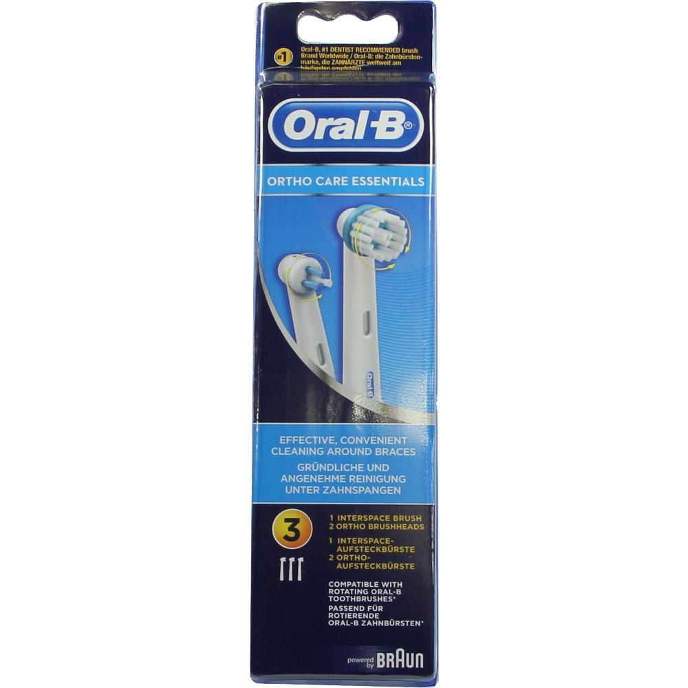 Verpackung von Oral-B Aufsteckbürsten für Zahnspangen.