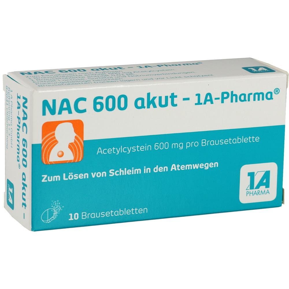 Packung NAC 600 akut Tabletten zum Lösen von Schleim in den Atemwegen.