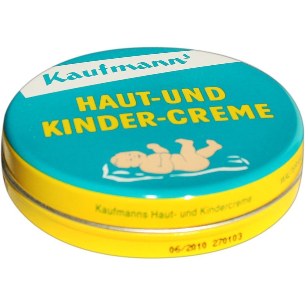 Eine Dose Haut- und Kinder-Creme mit Babybild auf dem Deckel.