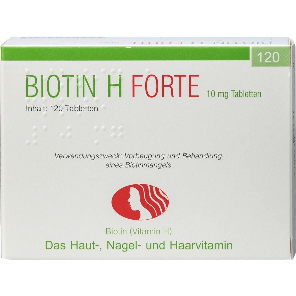 Packung mit 120 Biotin-Tabletten zur Unterstützung von Haut, Nägeln und Haaren.