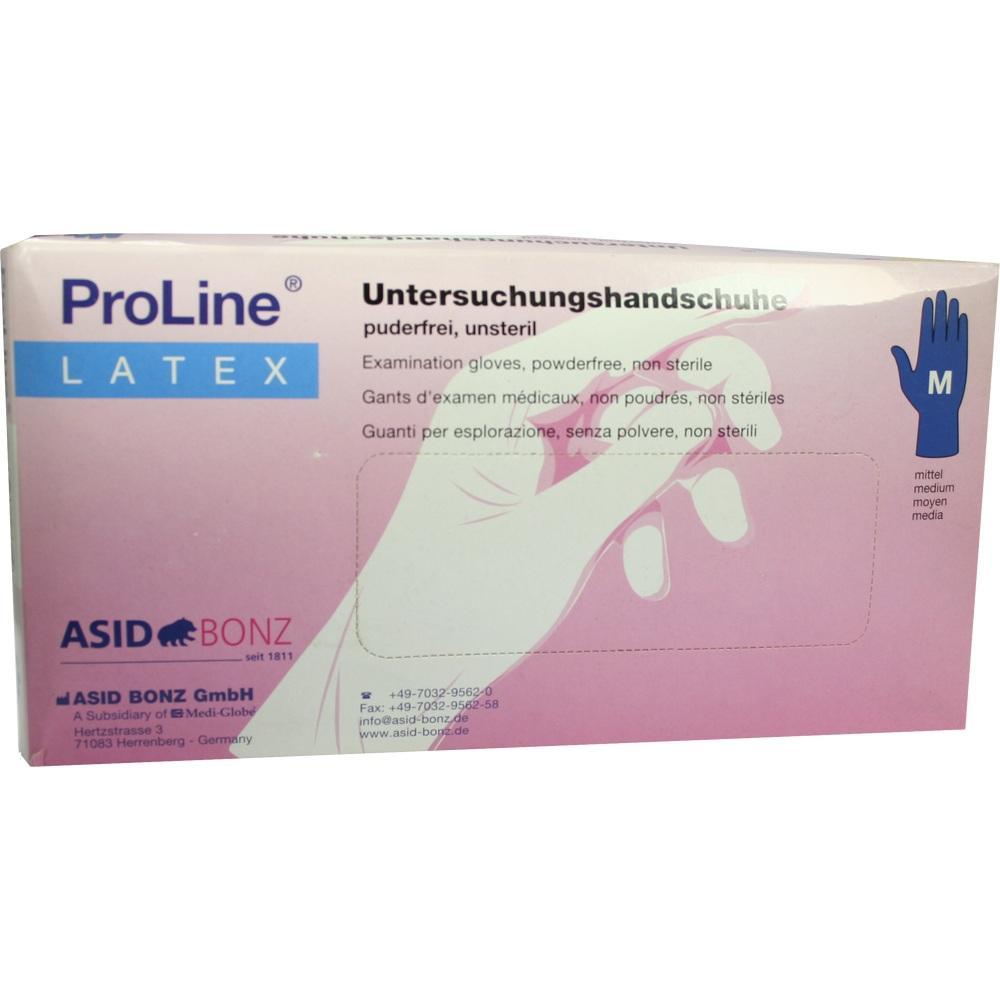 Verpackung mit puderfreien, unsterilen Untersuchungshandschuhen aus Latex in Gr&ouml;&szlig;e M.