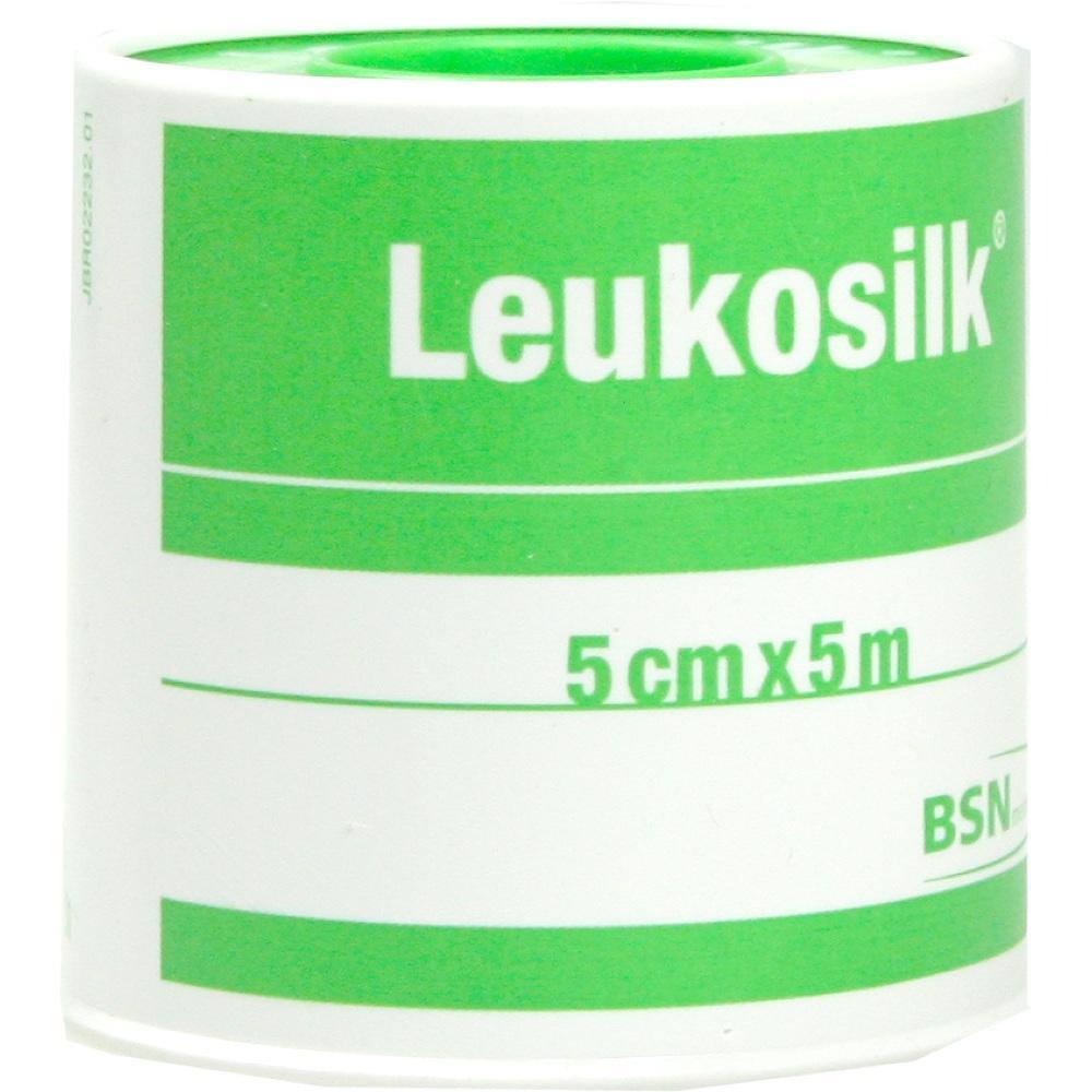 Eine grüne Rolle medizinisches Klebeband mit der Aufschrift "Leukosilk".