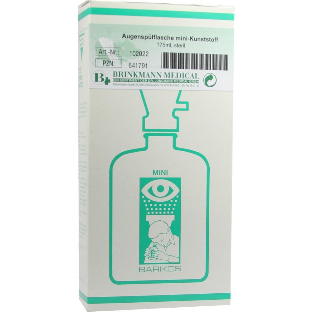Verpackung einer Augensp&uuml;lflasche f&uuml;r den Notfall.