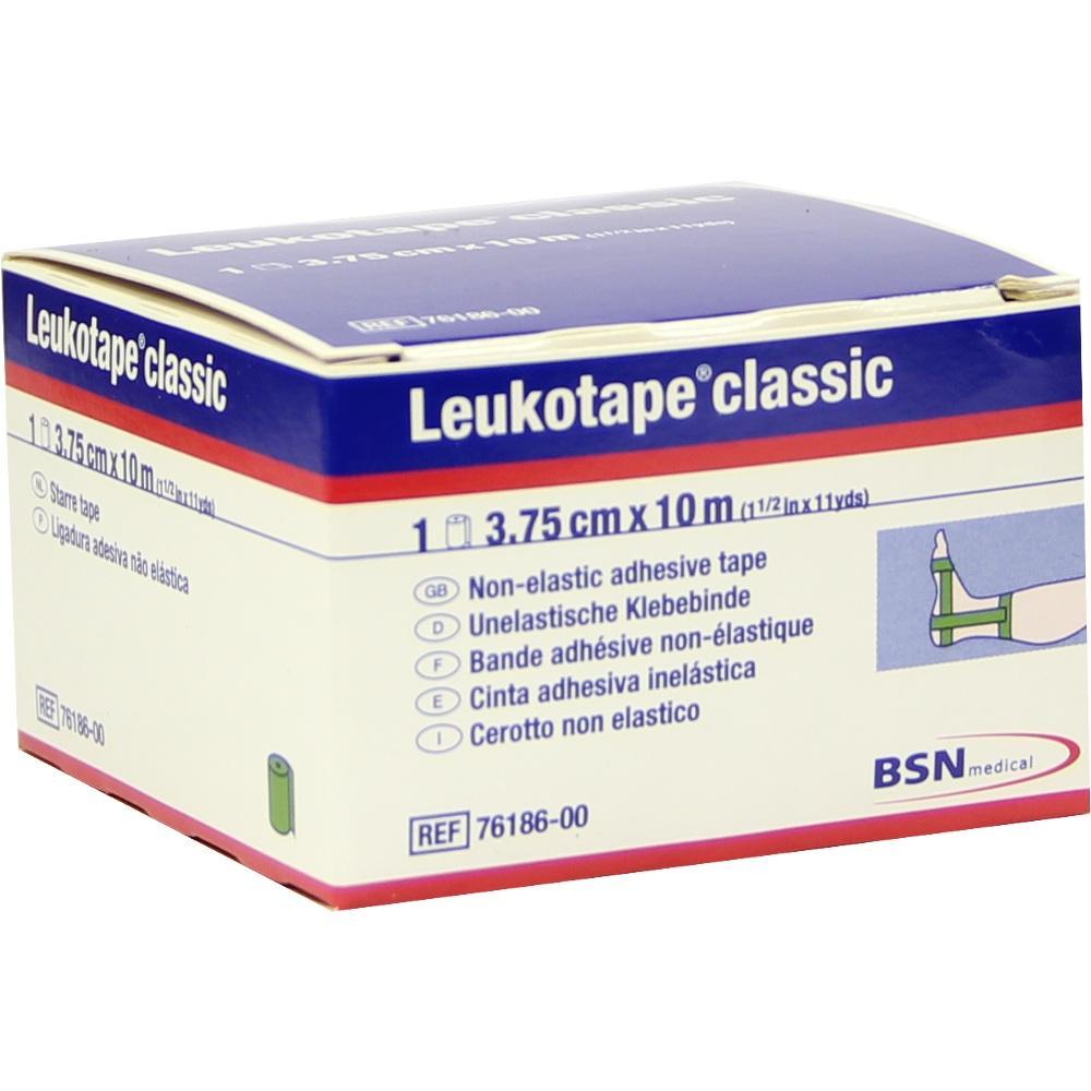 Eine Box mit unelastischem Klebeband namens Leukotape Classic.