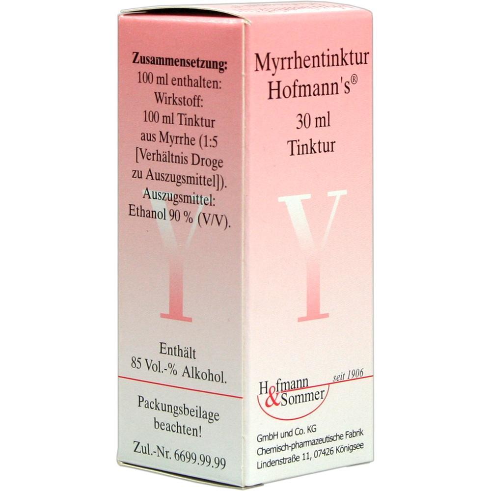 Eine rosa Verpackung mit Myrrhetinktur von Hofmann & Sommer.