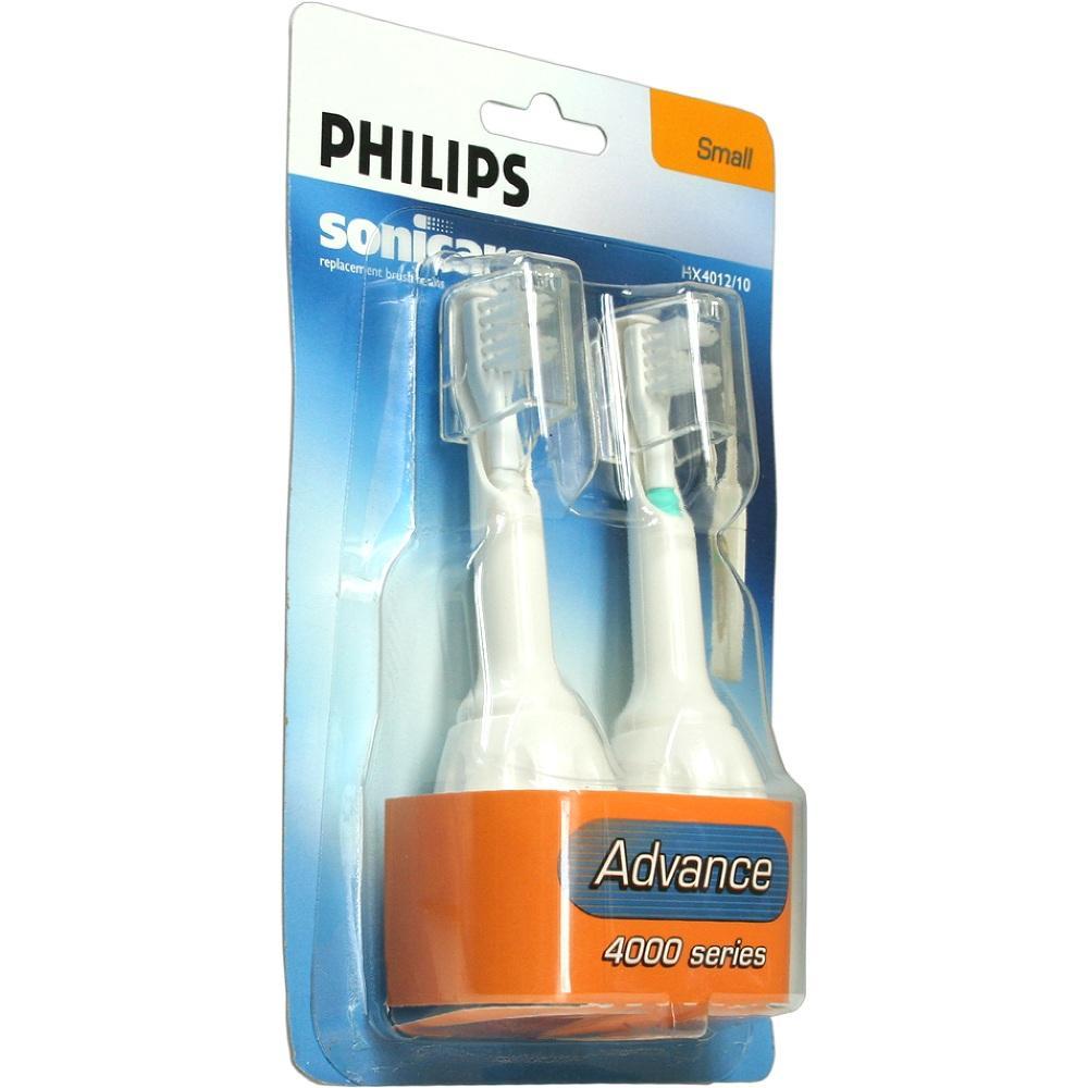 Zwei elektrische Zahnbürstenköpfe in einer Plastikverpackung.