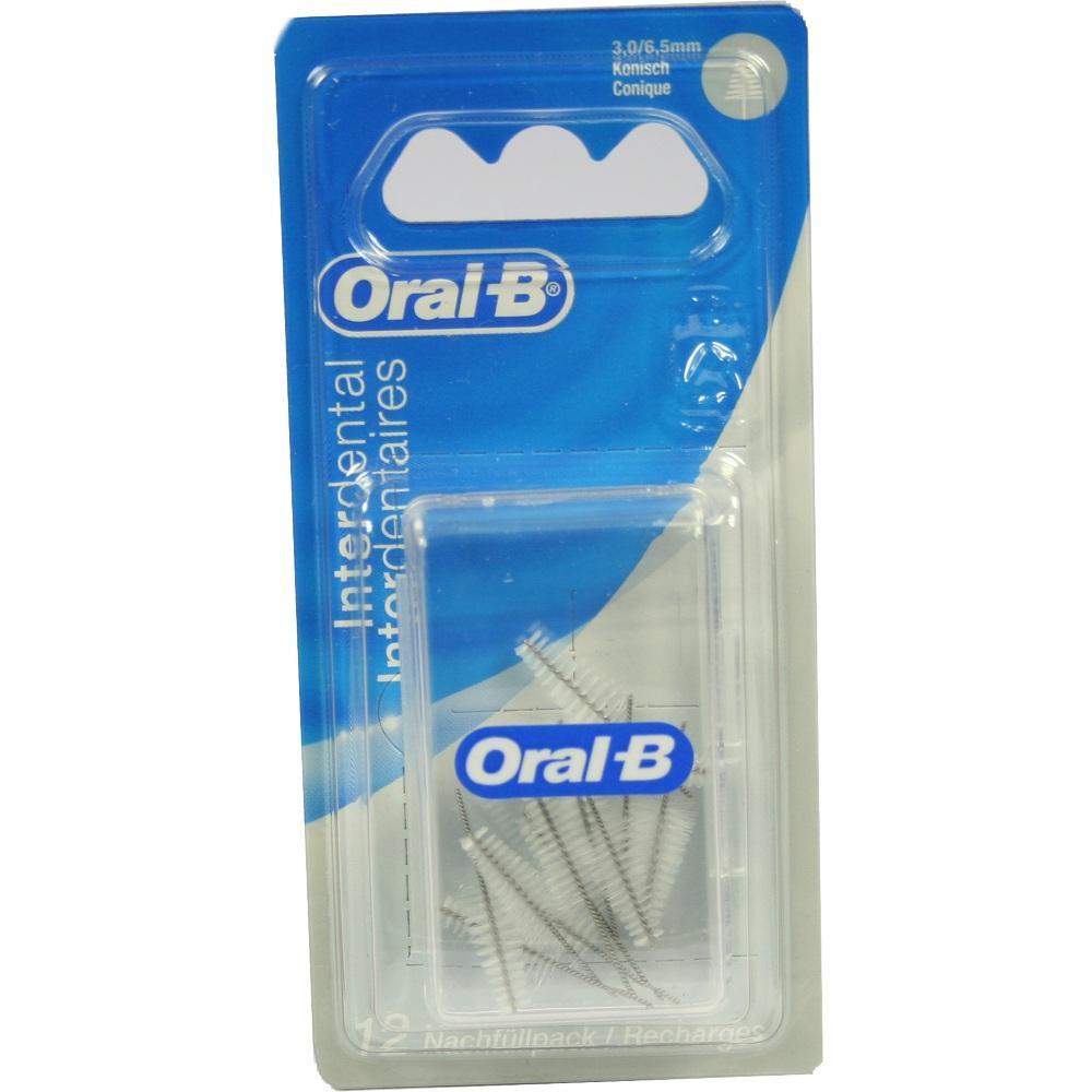 Verpackung von Oral-B Interdentalbürsten in Blau und Silber.