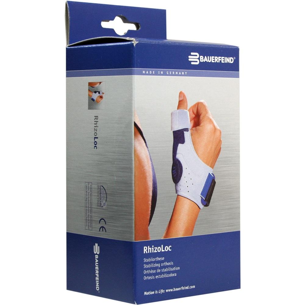 Verpackung einer Daumenorthese mit Bild eines Arms, der sie trägt.