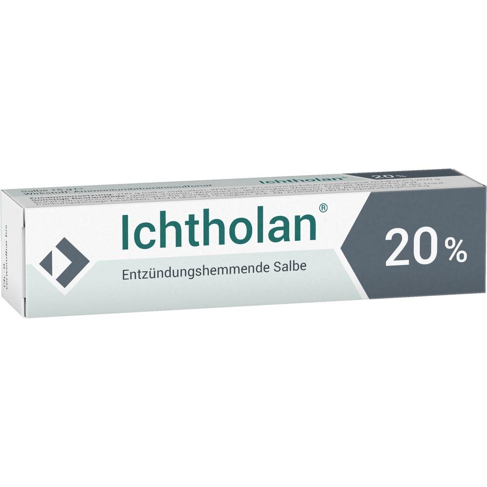 Eine Schachtel Ichtholan-Salbe mit 20% gegen Entzündungen.