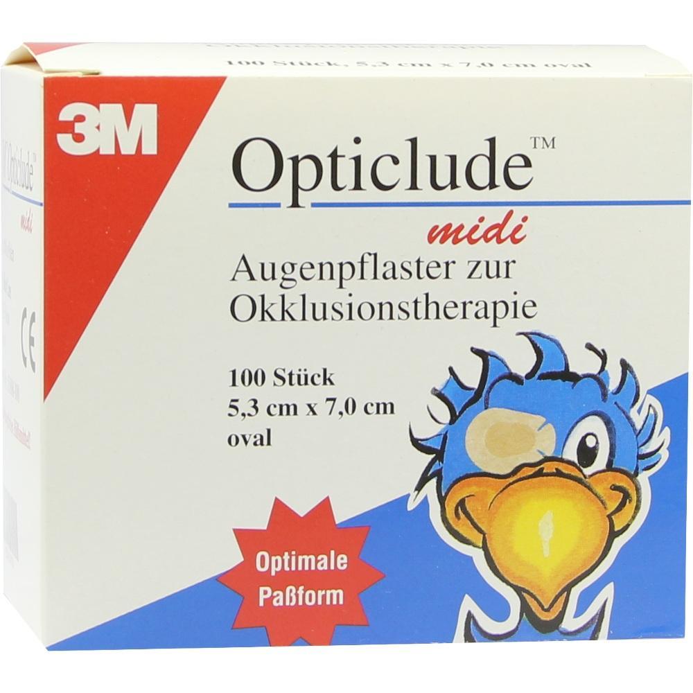 Karton mit Augenpflastern f&uuml;r Kinder, Bild eines Vogels mit Pflaster auf dem Auge.