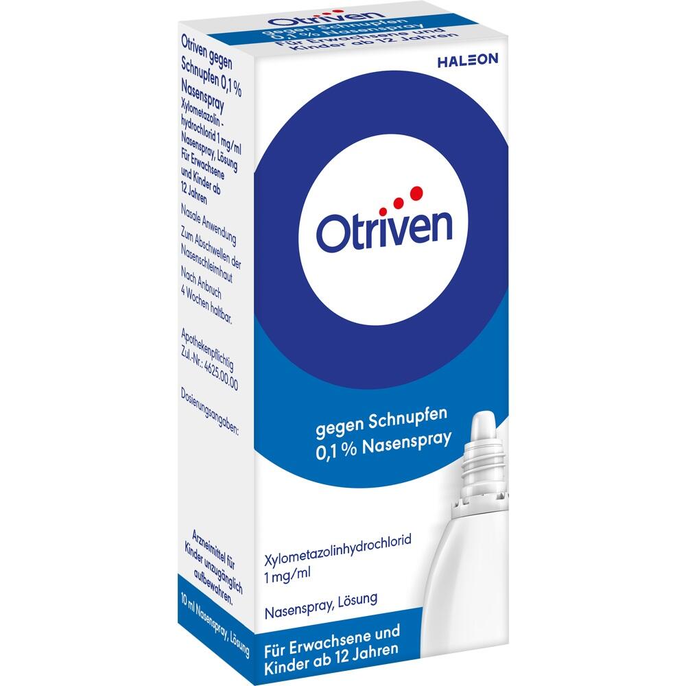 Verpackung von Otriven Nasenspray gegen Schnupfen f&uuml;r Erwachsene und Kinder ab 12 Jahren.