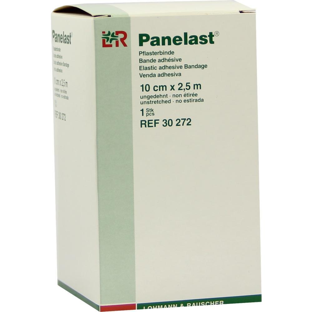Weiße Verpackung mit der Aufschrift "Panelast Pflasterbinde 10 cm x 2,5 m".