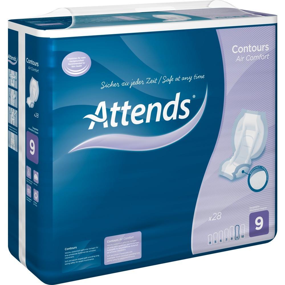 Eine Packung blaue Attends Inkontinenzeinlagen mit der Nummer 9.
