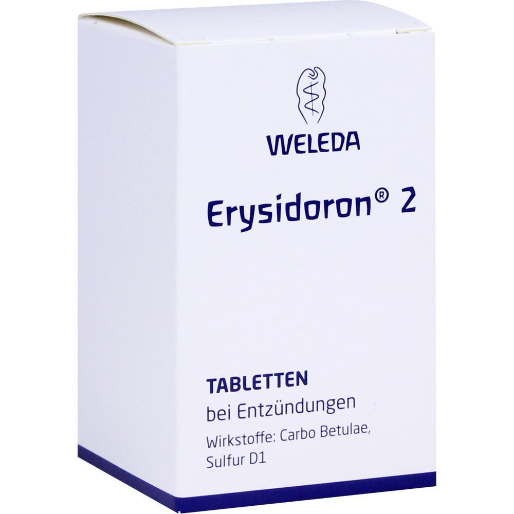 Eine weiße Medikamentenverpackung mit der Aufschrift "Erysidoron 2" von Weleda.