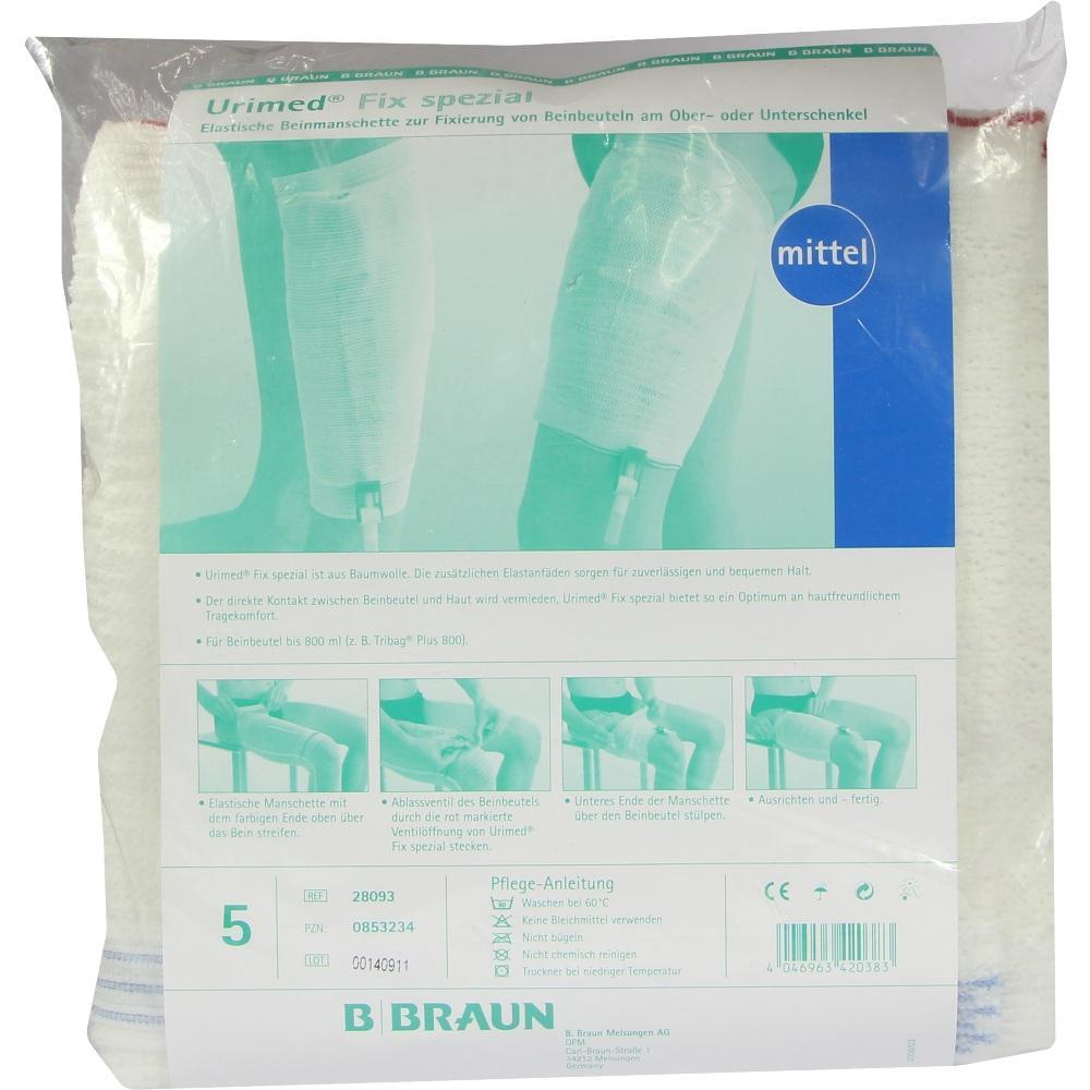 Verpackung f&uuml;r elastische Beinmanschette zur Fixierung von Beinbeuteln.