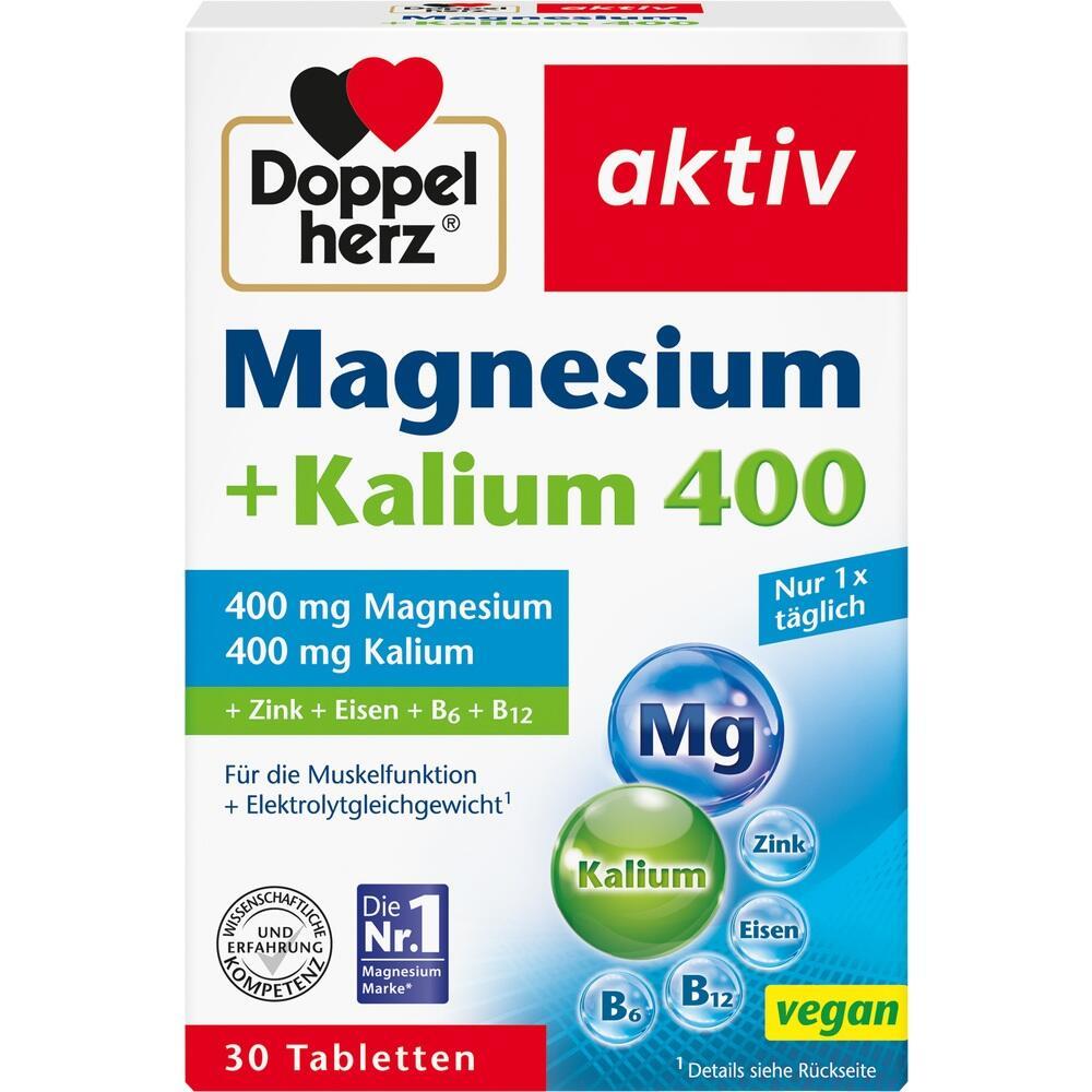 Verpackung von Doppelherz Magnesium + Kalium 400 Tabletten.