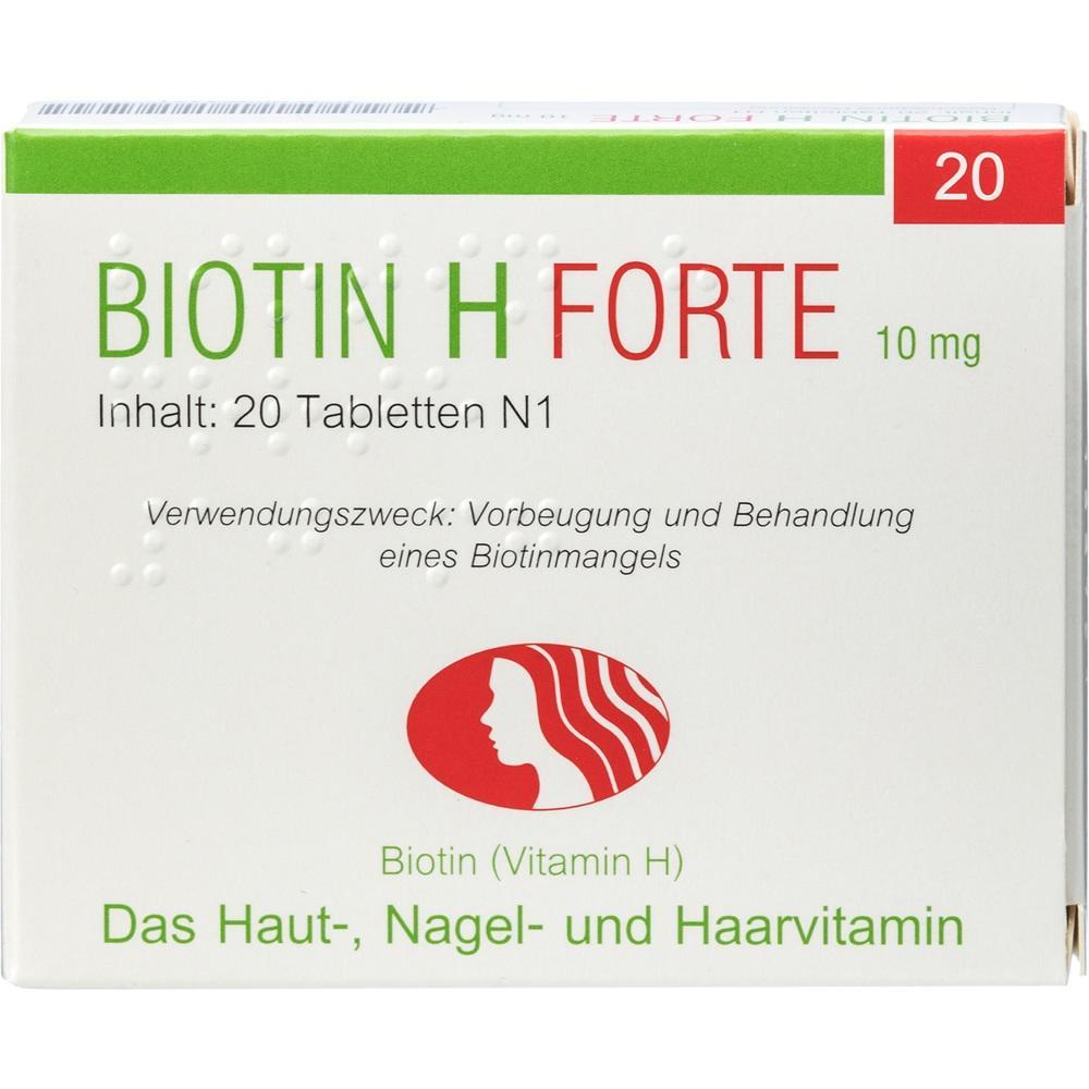 Verpackung von Biotin-Tabletten für Haare, Haut und Nägel.