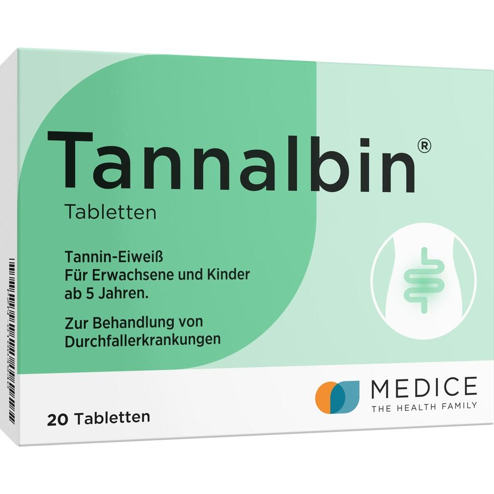 Eine grüne Medikamentenverpackung mit der Aufschrift "Tannalbin Tabletten".