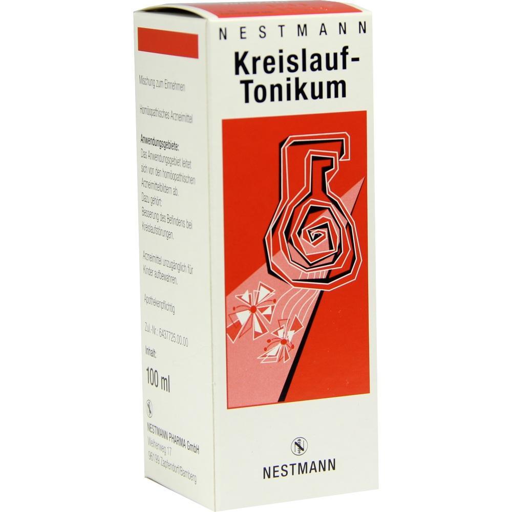 Weiße Packung mit der Aufschrift "Kreislauf-Tonikum" und rotem Muster.