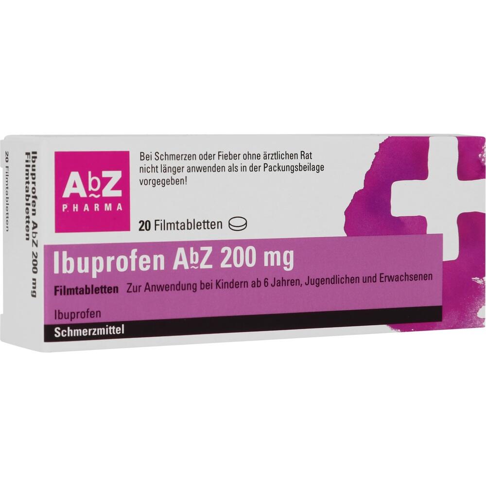 Packung Ibuprofen A?Z 200 mg Filmtabletten für Kinder ab 6 Jahren und Erwachsene.