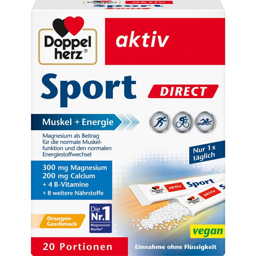 Verpackung eines Nahrungserg&auml;nzungsmittels f&uuml;r Sportler mit Orangengeschmack.