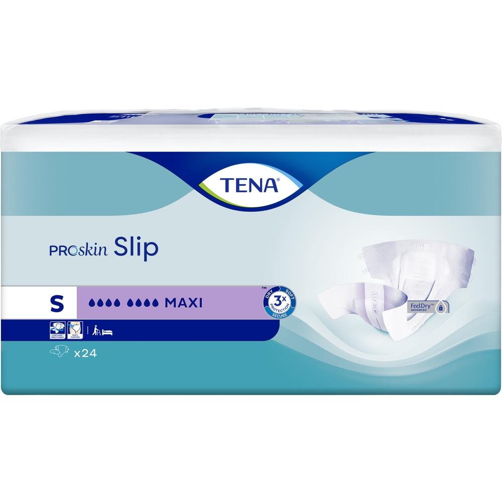 Verpackung von TENA ProSkin Slip Einlagen, für maximale Saugfähigkeit, Größe S.