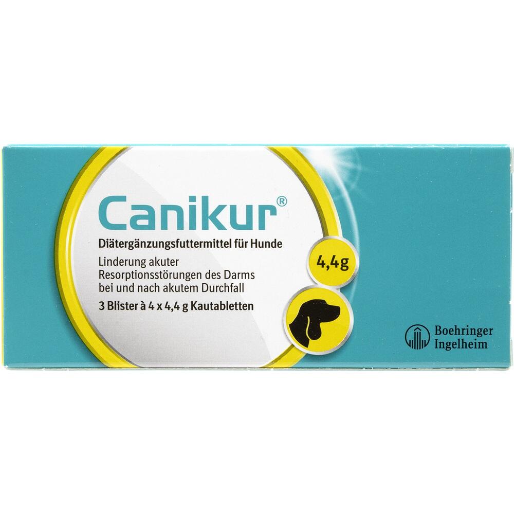 Verpackung von Canikur-Kautabletten f&uuml;r Hunde bei Durchfall.