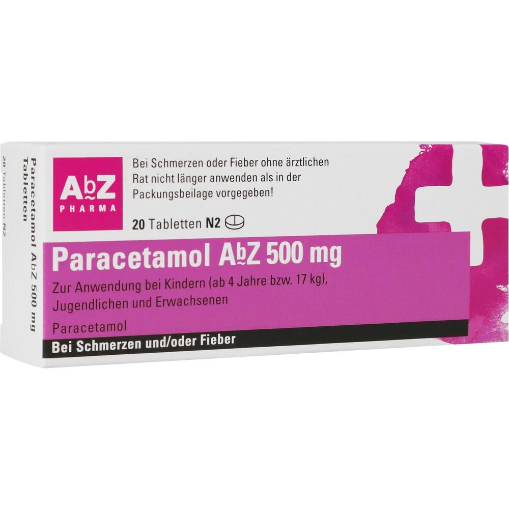 Eine Packung Paracetamol-Tabletten mit 500 mg gegen Fieber und Schmerzen.